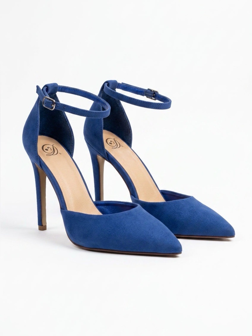 Diva Ankle-Strap Pointed Toe Pumps in Blue